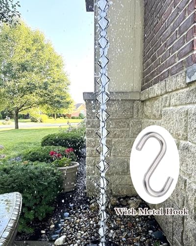 Miniatura 4 de Rain Chain Decorative Rain Chains Diamond Links, Black Aluminum Rain Catcher Chain 7ft 8ft 9ft 10ft, Replacement Downspout for Gutters, Water