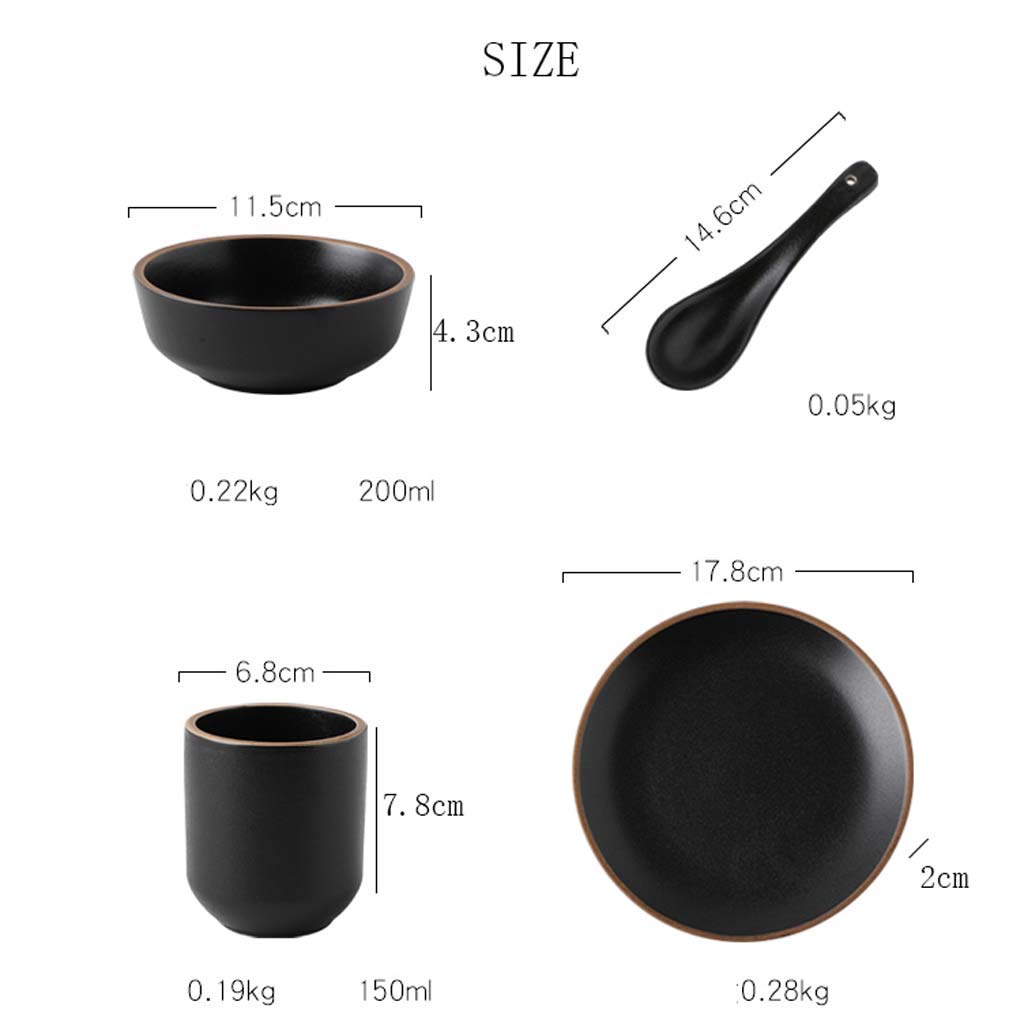 Vaisselle Bol en céramique simple, tasse cuillère à vaisselle Ensemble de comptoir de restaurant quatre pièces | Ensemble d'une personne