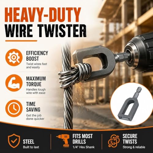 Miniatura 5 de Herramienta De Torsión De Alambre De Taladro Eléctrico, Tornado De Alambre Resistente Para Taladro Con Vástago Hexagonal De 1 4 Pulgadas, Herramienta Profesional De Torsión De Cables Para Valla Y
