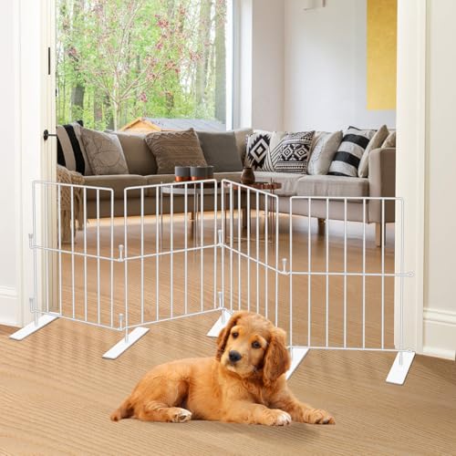 YORWHIN Short Puppy Gate - 17 Inch Height Dog Gate, Metal Free Standing Pet Gates, Expands Up to 48 Inches for Indoor/Outdoor, Step Over Pet Fence for Small Dogs - Thumbnail 7