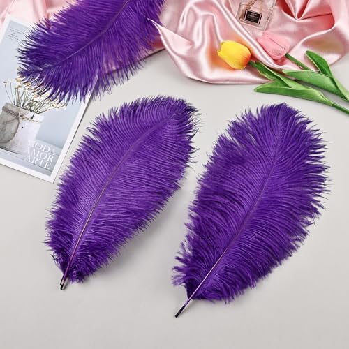 THARAHT Purple Ostrich Feathers 24pcs Natural Bulk 8-10Inch 20cm-25cm for Crafts Wedding Party Centerpieces Halloween and Home Decoration Feather by THARAHT - Used condition - Image 5