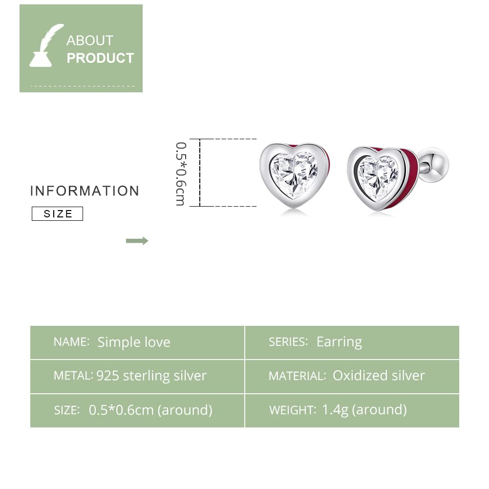 WZGWDC 925 Sterling Silber Liebe Ohrringe für Frauen Herzförmige Ohrstecker Zwei Farben Schmuck Hochzeitsgeschenk