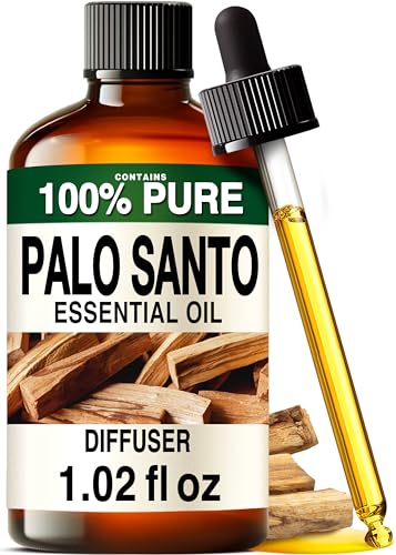 100% Pure Palo Santo Oil - 1 Fl Oz Palo Santo Essential Oil for Hair Skin Diffuser Aromatherapy & DIY Soap Making Scent