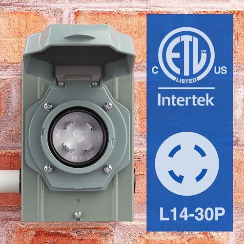 Image of Nilight 30AMP Generator Power Inlet Box Pre-drilled ETL Listed NEMA L14-30P | 125 /250V Receptacle Boxes LED Indicator Enclosed Lockable Waterproof Outlet for RV Camper Outdoor Use