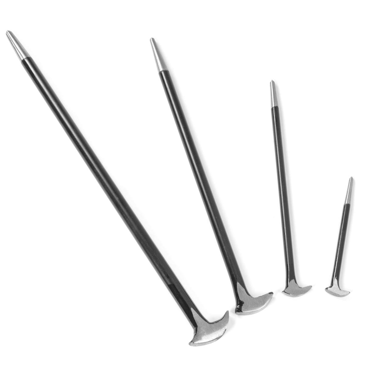 Stark USA - Heel Pry Rolling Head 4-Piece Pry Bar Tool Set ' 6, 12, 16, 20 Inch for Automotive Machinery Aligning & Prying Black