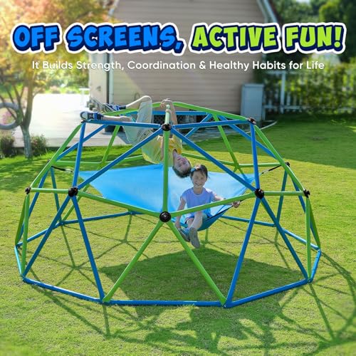 Image of Zupapa Climbing Dome with Hammock, Supports up to 1200lbs Jungle Gym, 10FT Dome Climber with Hammock for Kids 3 to 10 Outdoor Play Equipment