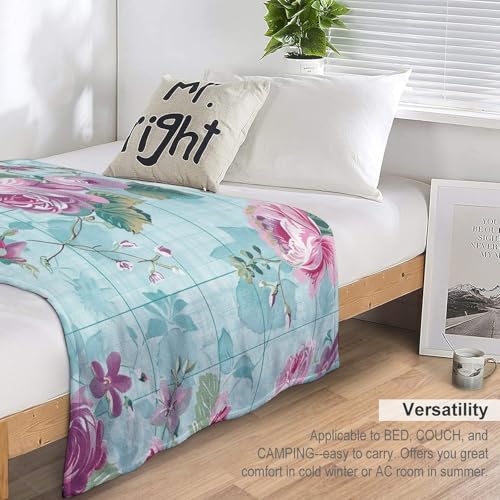 Couverture micro polaire fleurie 152x20 cm pour canapé