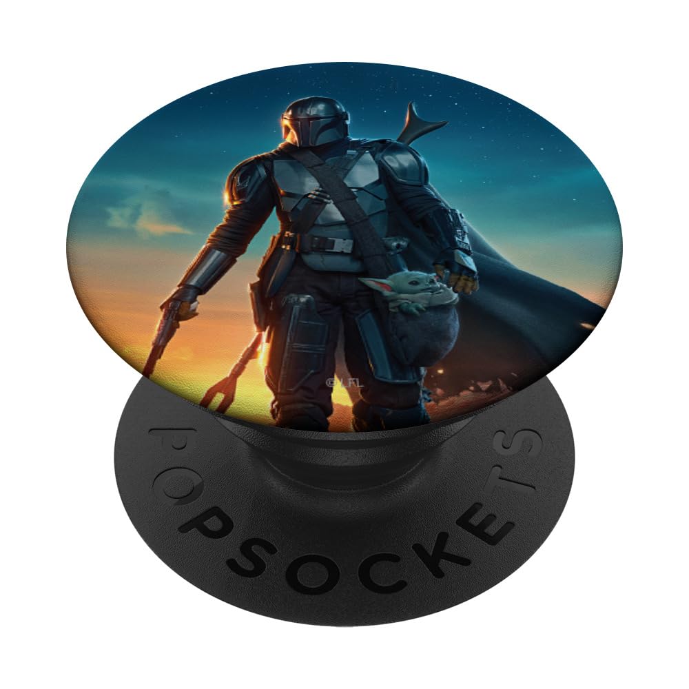 Star Wars The Mandalorian and Grogu Sunset Poster PopSockets Adhesive PopGrip