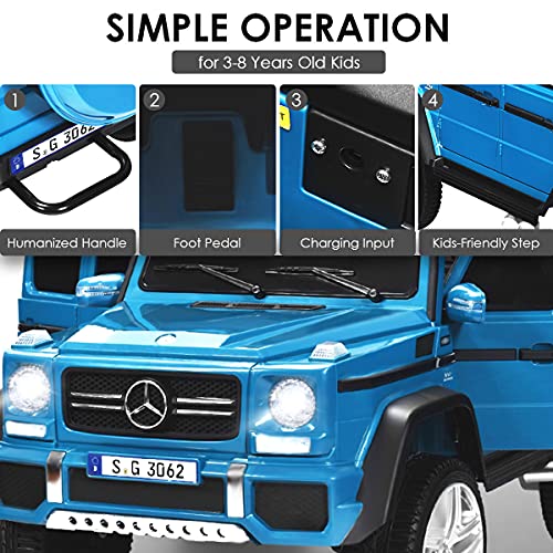 Image of Costzon Ride on Car, Licensed Mercedes-Benz Maybach, 12V Battery Powered Vehicle Toy w / 2 Motors, Remote Control, 3 Speeds, Lights, Horn, Music, Aux, Storage, Truck, Electric Car for Kids (Navy)