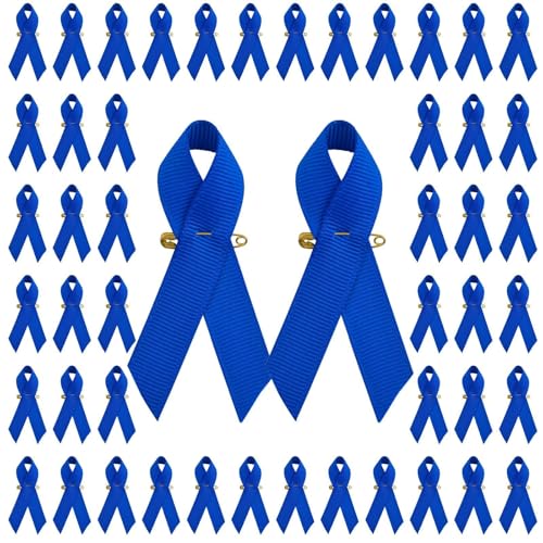 Générique Lot de 50 Broches de Sensibilisation au Cancer du Colon Épingle à Ruban Bleu Pin's Ruban Bleu November pour la Sensibilisation au Cancer du Colon Pins Moustache November