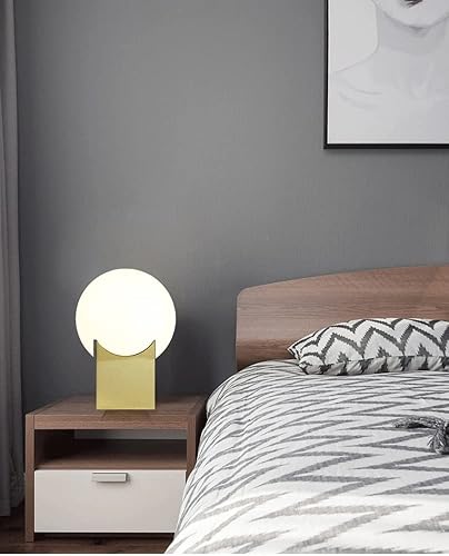 Miniatura 4 de MOCIGERN Lámpara de mesita de noche posmoderna para decoración de escritorio nórdico bola de cristal luz nocturna para el hogar oficina dormitorio