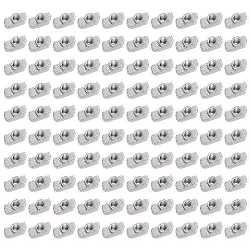 100 Piezas Tuercas en T M5, Tuercas Serie 2020, Tuerca Cabeza Martillo de Acero al Carbono Chapadas en Zinc, Con Ranura en T para Perfiles de Extrusión de Aluminio, Estándar Europeo (EU20-M5*10 * 6)