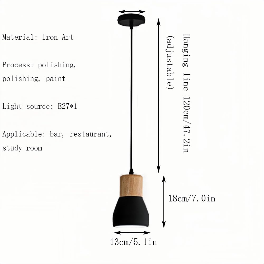 Mini Lámpara Colgante De Metal Y Madera, Lámpara Moderna para