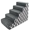 Best Pet Supplies Dog Stairs for Small Dogs Cats Foam Pet Steps Portable Ramp for Couch Sofa and High Bed Non Slip Balanced Indoor Step Support Paw Safe No Assembly Gray Lattice Print 5 Step