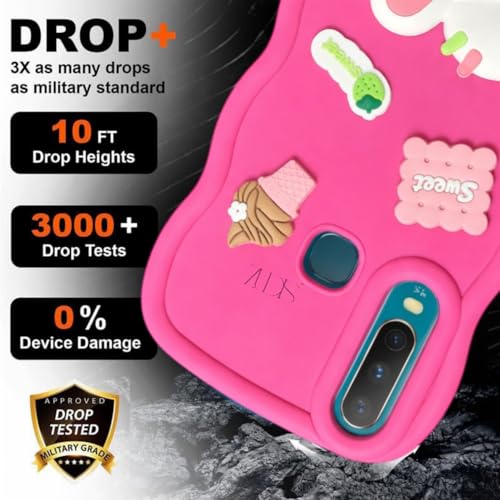 Image of Fancy Back Cover for Vivo Vivo Y17 /Y15 /Y12 /11 (Deep Pink)