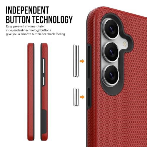 Image of NOXO Ultra-Hybrid Triangle Back Case Cover for Samsung Galaxy S25 Fe, | Shockproof Design | Camera Protection | Soft TPU & Rugged PC | Bumper Case Cover for Samsung S25 Fe, (Scarlet Red)