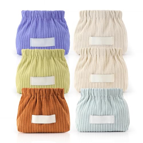 6 PCS Corduroy Elastic Hair Tie Organizer, Portable Travel Corduroy Elastic Storage Bags, Hair Accessories Organizer Corduroy Jewelry Storage Bag Lipstick Bags