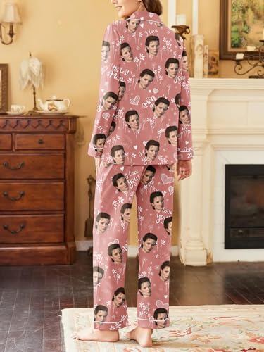 Personalzied Pajamas Set with Photo Custom Face Pajamas Customized Sleepwear Button Down Couples Funny PJ for Women Men3
