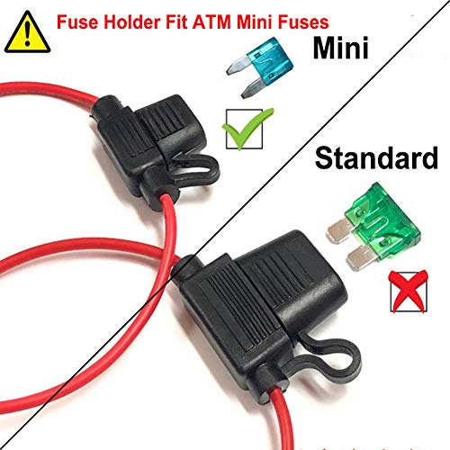 Muhize 120 Pcs Car Fuses With Holder - Upgraded Mini Atm Assorted Blade Fuses (2A 3A 5A 7.5A 10A 15A 20A 25A 30A 35A) With10Pcs Inline 14 Awg Gauge Holder #TOP6