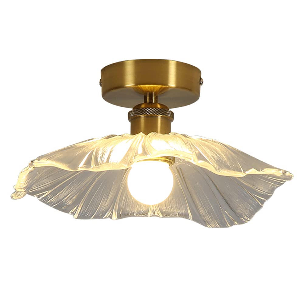 KXEcoLife Glass Flower Ceiling Hanging Light, Indoor Hardware Lighting Fixtures, Modern Minimalist Aisle Lights Pendant Lamp for Bedroom, Foyer, Hallway, Entrance, Staircase