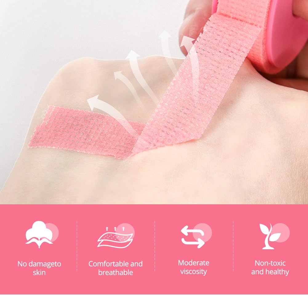 Lunamoon 4 Rolls Tape for Eyelash Extensions Eyelash Tape Eyelash Tape, Band-Pink*4 - Image 3