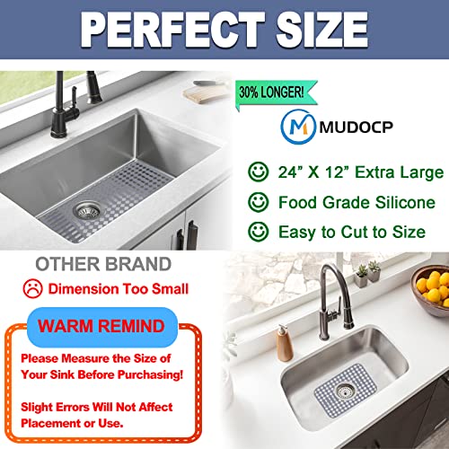 Sink Protectors For Kitchen Sink, Silicone Sink Mats For Bottom Of Kitchen Sink Grid Accessory, 25.2'' X 13'' Non-Slip Kitchen Sink Mat For Farmhouse Stainless Steel Sink With Center & Rear Drain #TOP6