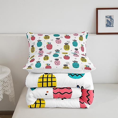 Colorful-Pineapple-Print-Comforter-Set-Queen-Size-Cartoon-Tropical-Fruits-Bedding-Set-3Pcs-Boho-Dots-Quilt-Set-for-Kids-Girls-Boys-Women-Bedroom-Decor-Fashion-Summer-Duvet-Insert2-Pillowcases