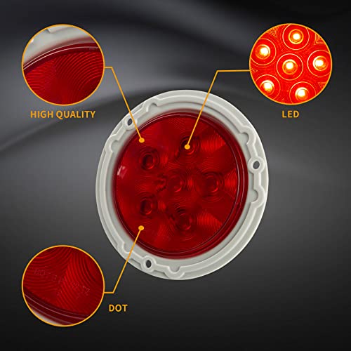 2PCS Luces traseras rojas LED redondas 4 pulg para camión miniatura 2
