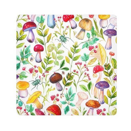 ODAWA Mushrooms Leaves Self-adhesive Cloth 21.7X21.7 Inch Magic Flexible Folding Self-Stick Makeup Bag Lightweight Foldable Wrapper for Camera Accessories