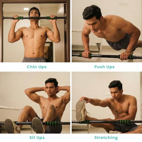 Roughhouse Pull Up Bar for Home Workout Green/Black - Image 7