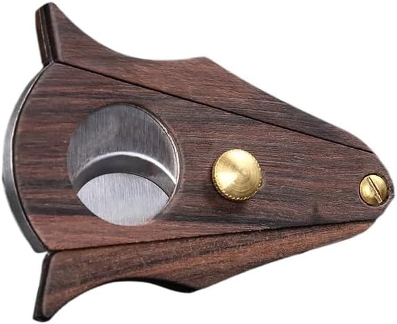 Cigar Cutter Double Blade Guillotine Stainless Steel Wood Grain Portable Metal Slicer Smoking Accessories Tool(B)