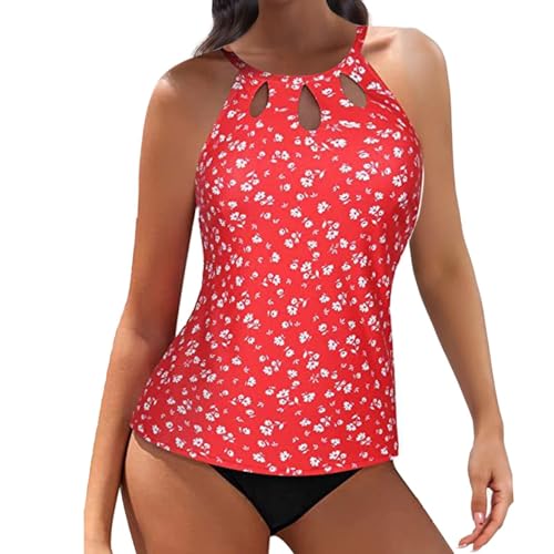 Traje de baño para mujer 2 piezas de ganchillo vientre plano trajes de baño de cintura alta push up modesto Swimwear con pantalones cortos baratos impresos Tankinis vacaciones control del vientre