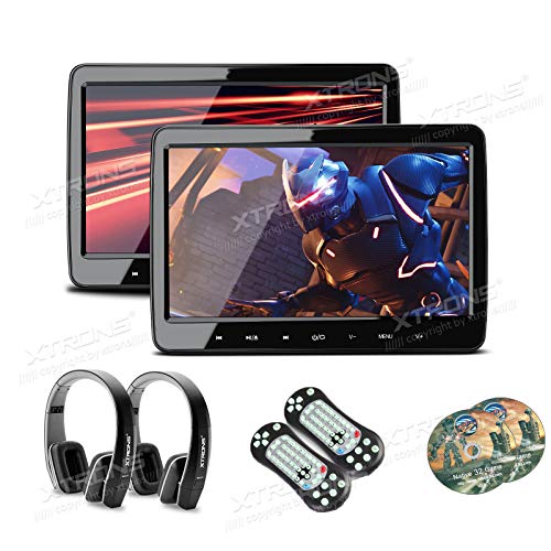 XTRONS 10.1” Car Headrest DVD Player with HDMI Port, Dual TFT Screen Portable