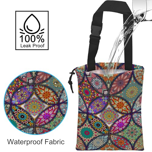 Image of Car Trash Bag Hanging Mandala Flower Car Trash Can Waterproof Garbage Bag Hanging for Car Back Seat