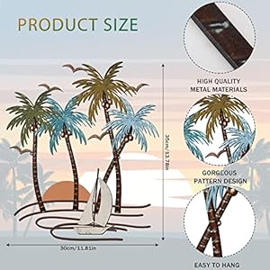 Shimeyao Tropical Beach Wall Art Palm Tree Metal Wall Art Outdoor Beach Bathroom Decor Tropical Metal Tree Sculptures for Indoor Outdoor Decor(Sailboat) Shimeyao Tropical Beach Wall Art Palm Tree Metal Wall Art Outdoor Beach Bathroom Decor Tropical Metal Tree Sculptures for Indoor Outdoor DecorSailboat