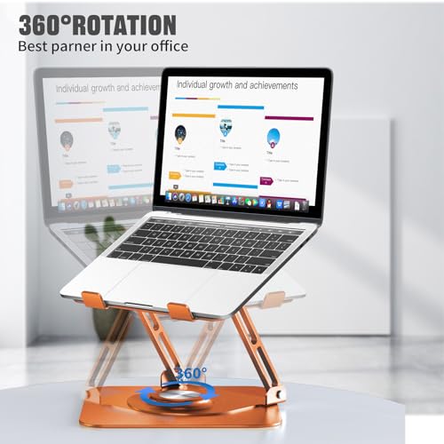 Image of JOYEKY Laptop Stand for Desk, Adjustable Computer Stand with 360 Rotating Base, Ergonomic Laptop Riser for Collaborative Work, Foldable & Portable Laptop Stand, fits for All 10-16 inch Laptops