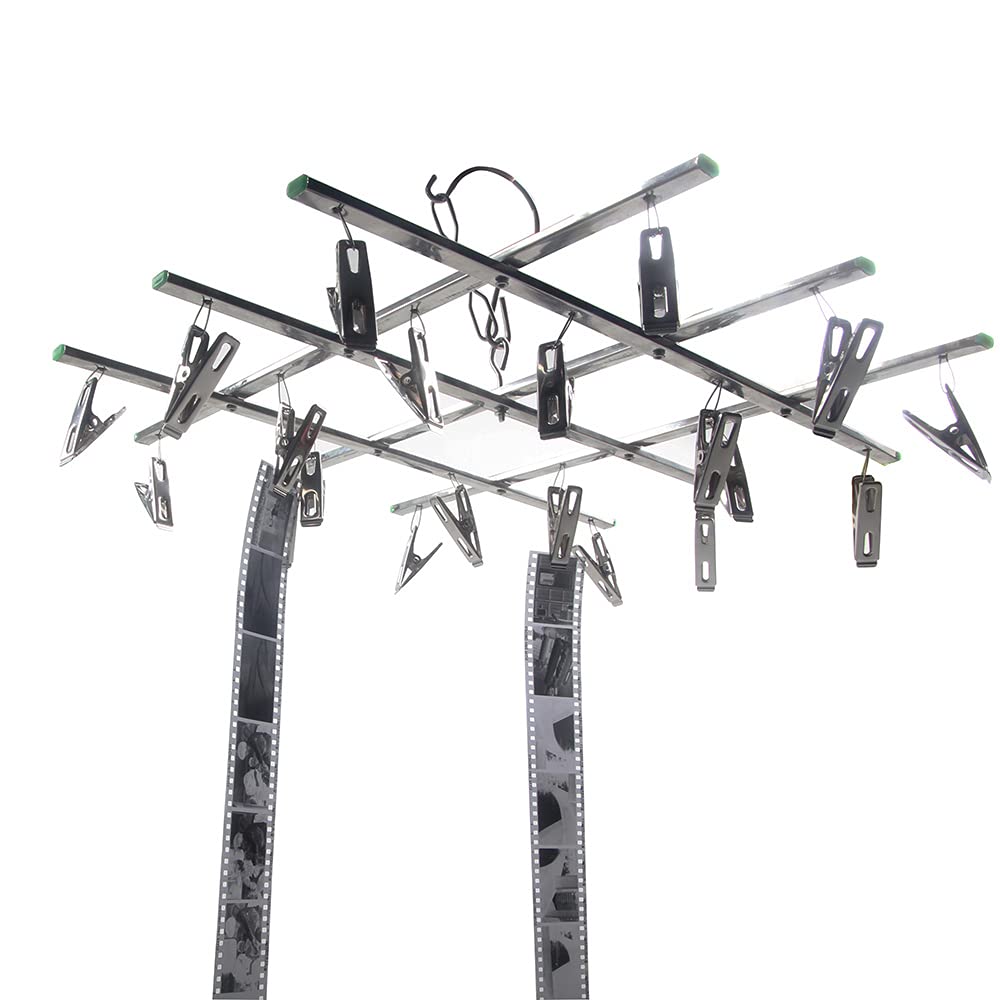 Cintre de Support de séchage de Film de Chambre Noire Pliable avec Clips 35 mm 120 4x5 5x7 négatif Roll Pan Sheet Film Negative Drying Frame Hanger Rack (20 Clips)