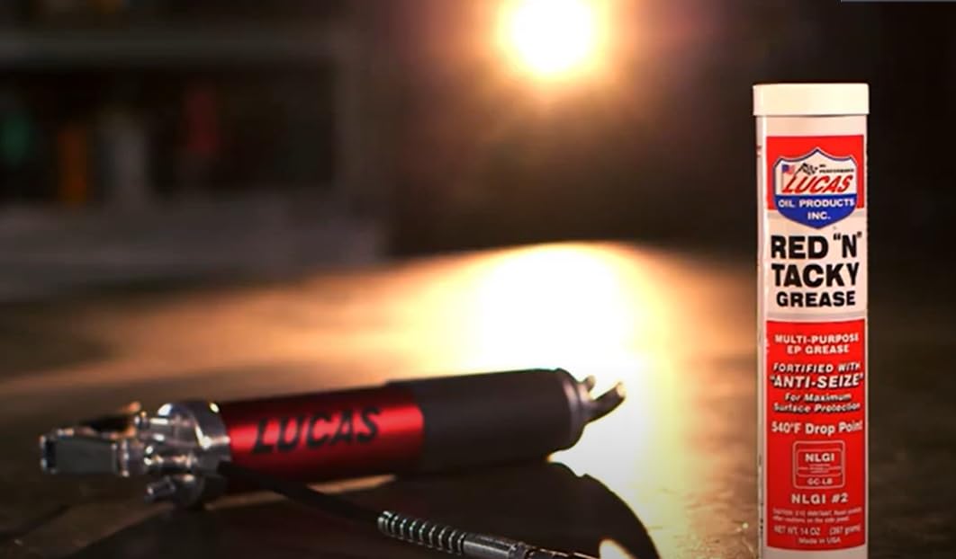 Lucas Red N Tacky Grease | Case of 10 | 14 Oz Cartride | Water Resistant | Agriculture, Automotive, Industrial | Comes with One 16X16 Yellow KITLEY Microfiber Towel (Red N Tacky, Case of 10)