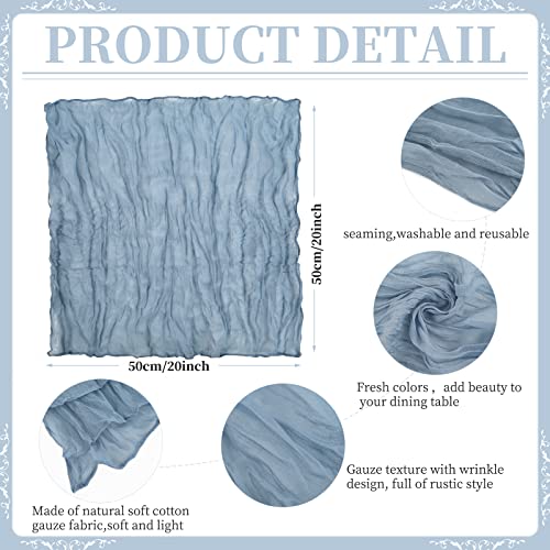 Gauze Cheesecloth Napkins Set Of 42, 20 X 20 Inch Rustic Boho Dinner Napkins Wrinkled Rustic Linen Napkins Decorative Table Napkins For Wedding,Dinner,Family Everyday Use/Parties(Dusty Blue) #TOP2