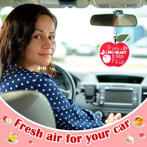 Image of DaisyInner 12 Pcs Car Air Freshener Bulk Thank You Gifts for Teacher Girly Air Fresheners Apple Shape Hanging Accessories Back to School Teacher Appreciation Gift