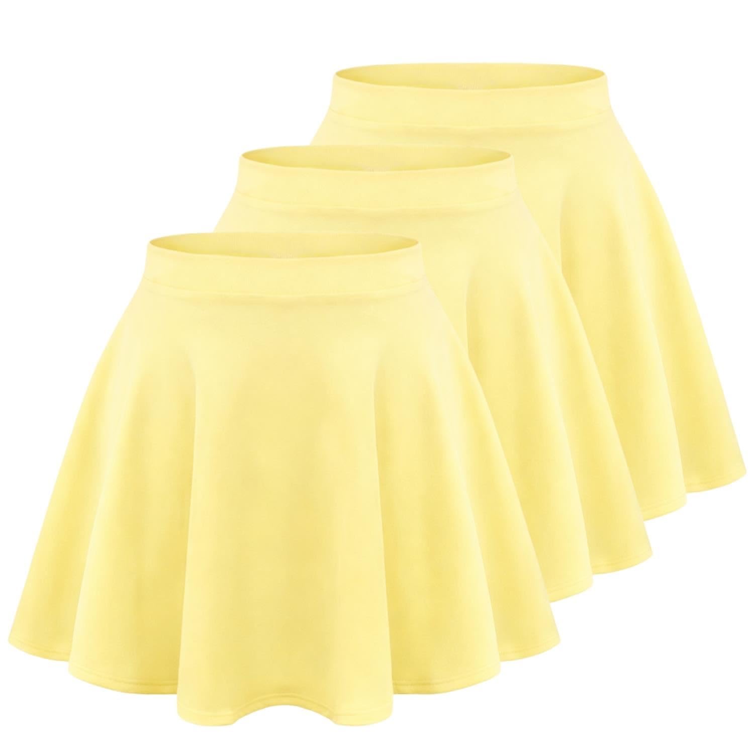 Confezione da 3 gonne estive a vita alta per bambine, lunghezza al ginocchio, minigonna svasata nera, per danza classica, casual, tinta unita, per uniforme scolastica, abbigliamento per