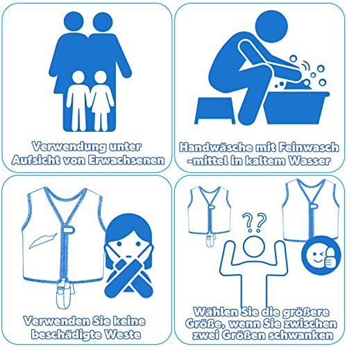 Foto von Pottwal Schwimmweste Kinder - Schwimmhilfe - Hergestellt aus Neopren & EPE - mit Verstellbarem Schrittgurt (Blau2, L)