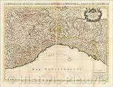 Republic of Genoa, Piedmont, Montferrat, Duchy of Milan - 1695 Historical Map Print - 44in x 34in