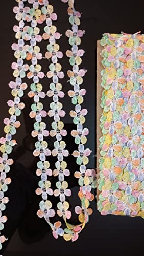 Image of Multi Colour Laces for All Types of Fabrics (GPO Multi Colour Flower) 20 Meter