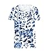 Short Sleeve Womens Tops V Neck Casual Buttons Tunic Tops Cute Floral Print Basic Tee Loose Fit Shirt Blouse