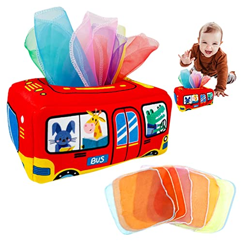 Brinquedo de caixa de tecido para crianças | Brinquedos sensoriais Montessori com 8 lenços de seda p