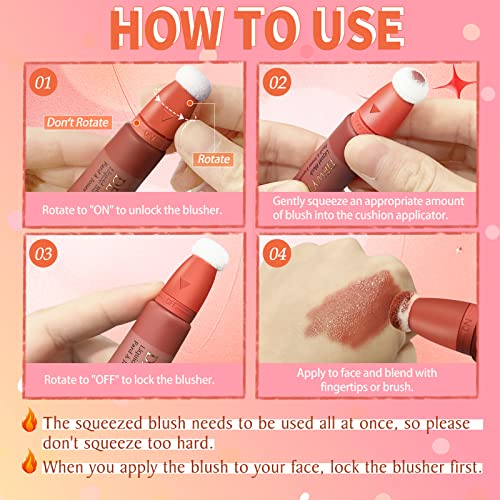 Lsxia Liquid Blush Makeup Wand, Cream Liquid Blush With Cushion Applicator For Cheeks Tint, Natural-Looking, Glow Dewy Finish, Weightless Blendable Liquid Blush Stick, Long-Wearing | #101 Seductive-Nude Pink #TOP6