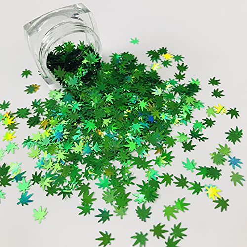 PrettyG LB600 Lot de 10 g de paillettes en forme de feuilles de chanvre, de feuilles et de feuilles de mauvaises herbes en résine, pour loisirs créatifs,...
