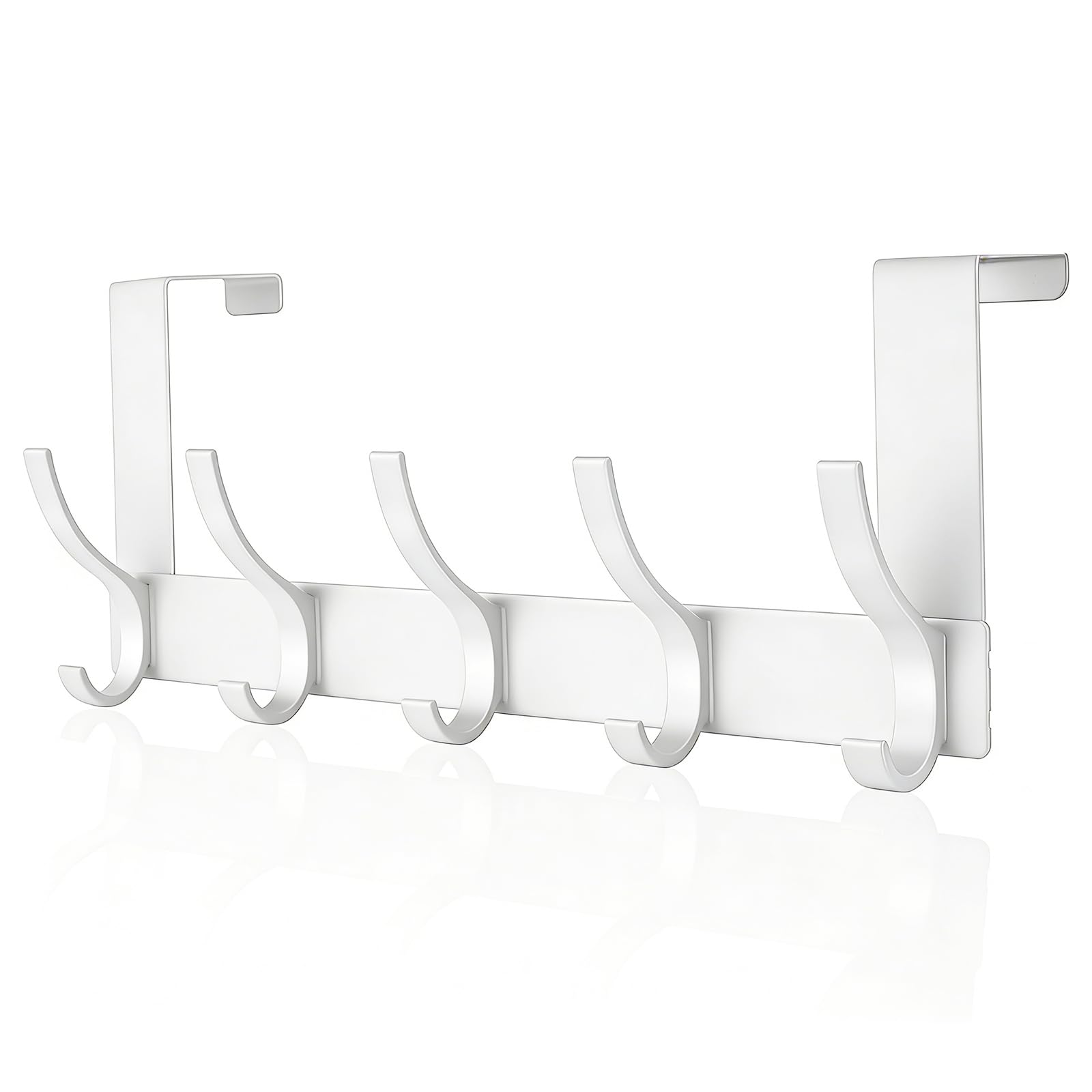 Auxhcyl White Over Door Hooks, Over Door Hanger, Hanger Coat Hook For Towel, Clothes, Bag, Robe, Storage Space Saving For Bathroom, Bedroom, Wardrobe (White)