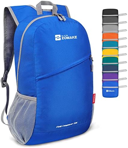 ZOMAKE Small Foldable Backpack Lightweight Packable 20 L, Hiking Daypack Water Resistant Travel Bag Nylon Outdoor Sports Gym Camping Rucksack Walking Trekking for Men Women Seniors